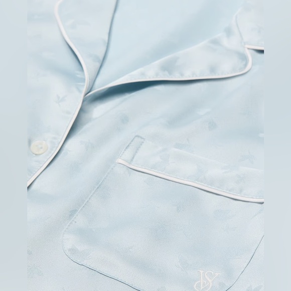 Victoria's Secret Light Blue Satin Pajama Set. Medium. - Picture 6 of 9